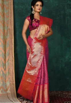 Banarasi Saree in Magenta Dual Tone