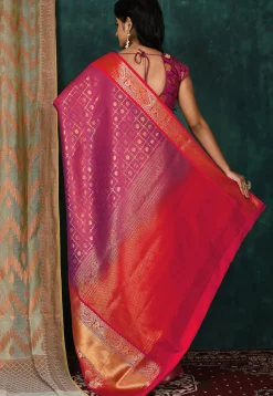 Banarasi Saree in Magenta Dual Tone