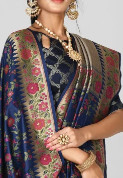 Banarasi Saree in Navy Blue
