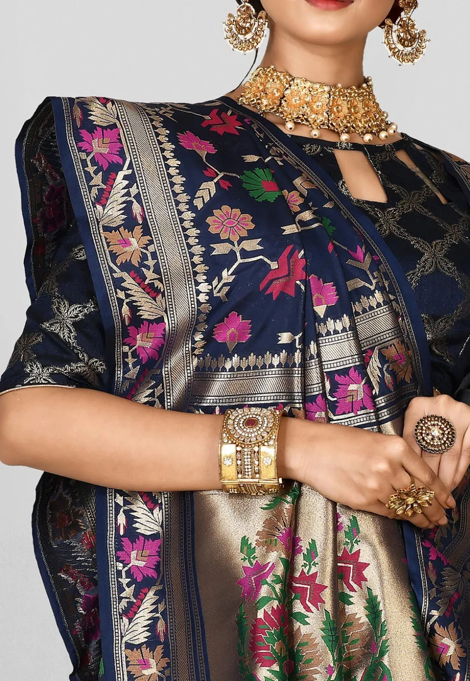Banarasi Saree in Navy Blue