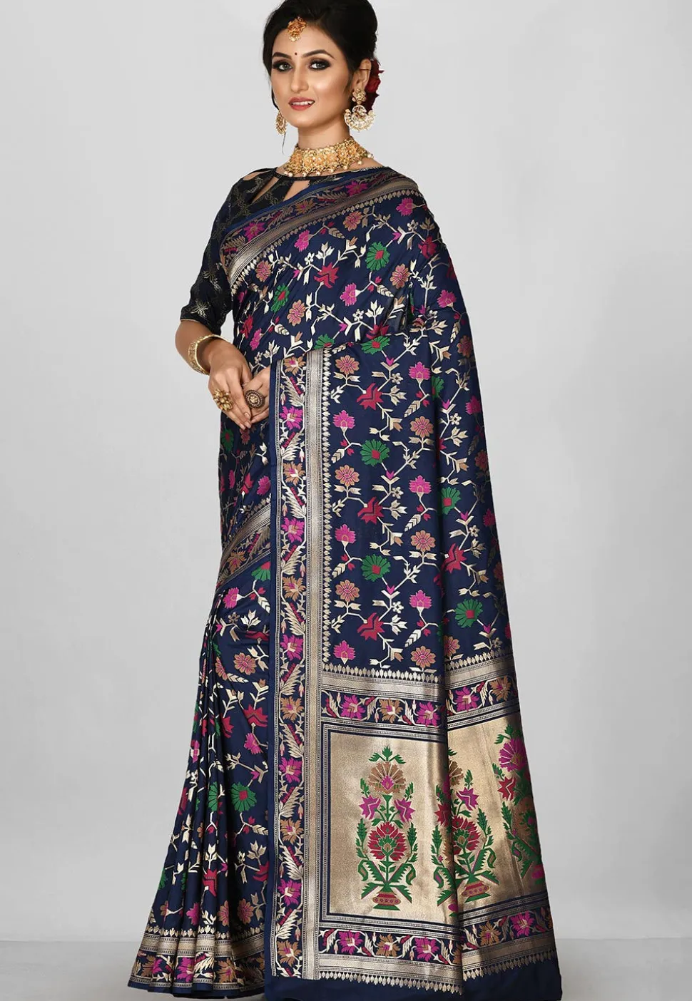 Banarasi Saree in Navy Blue