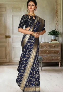 Banarasi Saree in Navy Blue