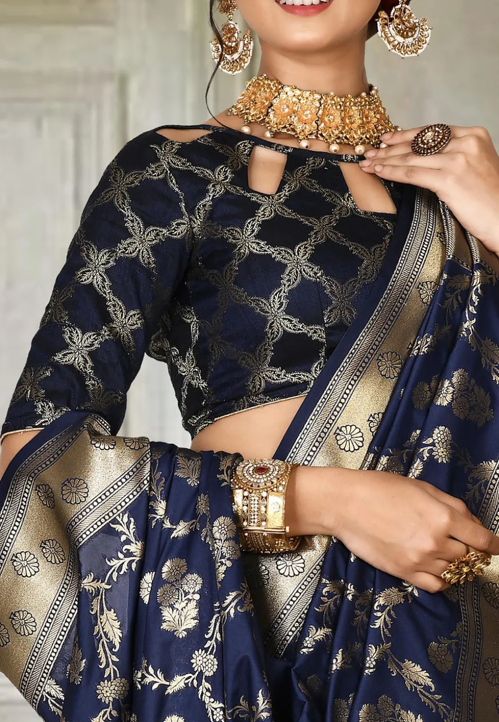 Banarasi Saree in Navy Blue