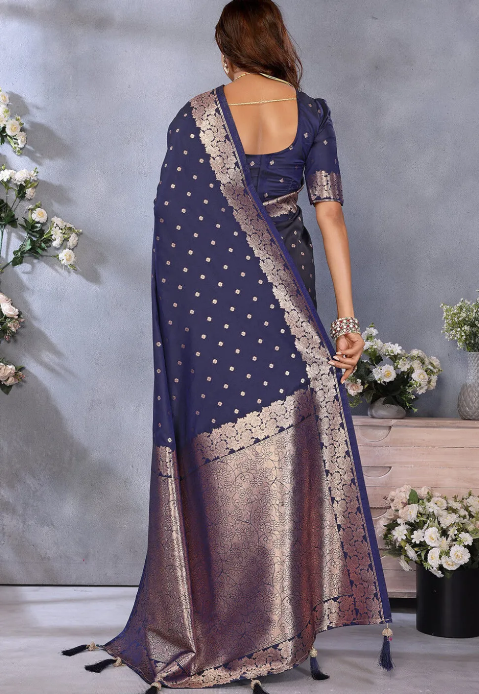 Banarasi Saree in Navy Blue