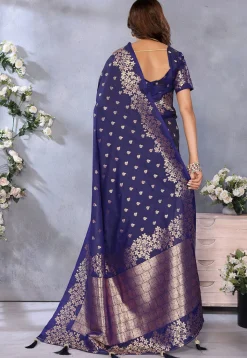 Banarasi Saree in Navy Blue