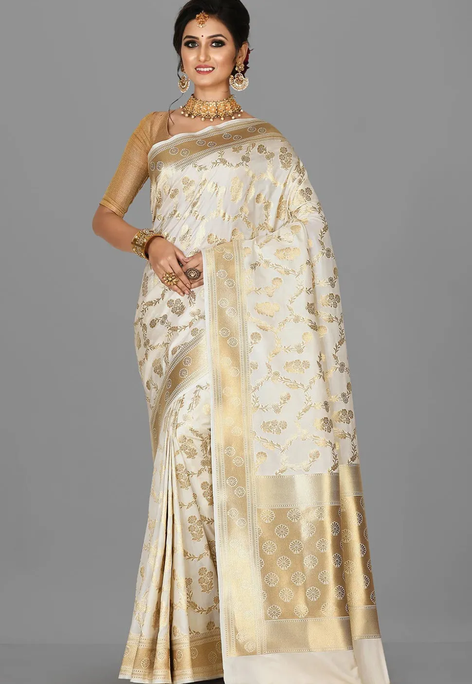 Banarasi Saree in Off White