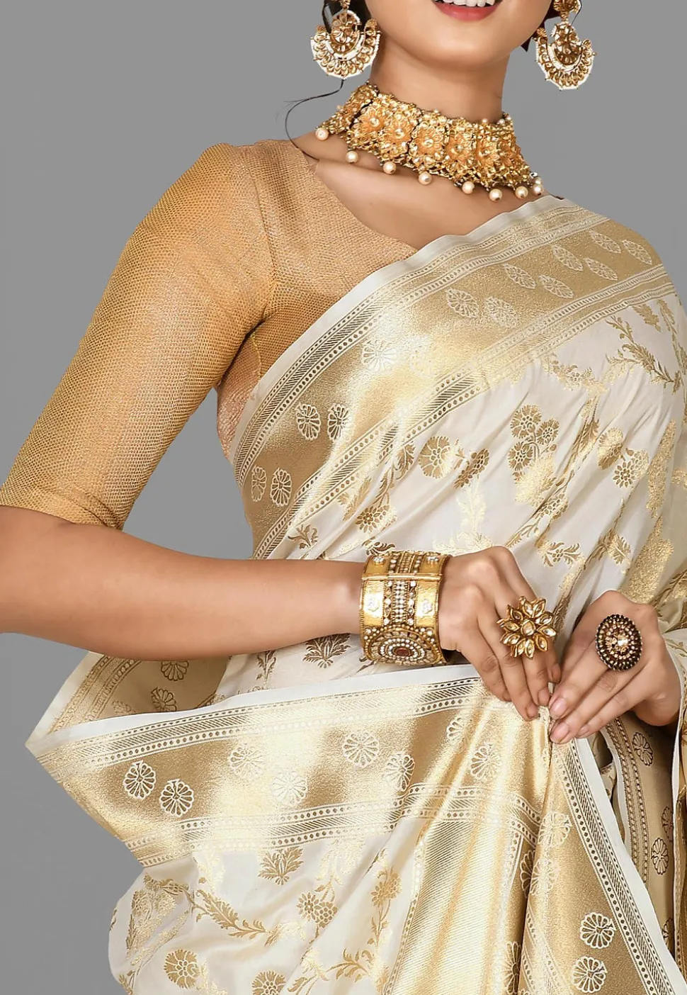 Banarasi Saree in Off White