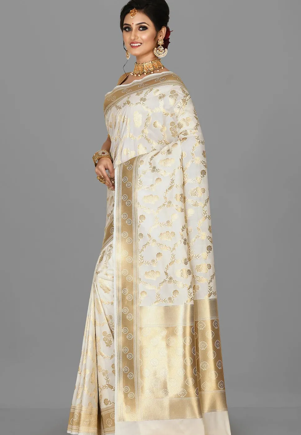 Banarasi Saree in Off White