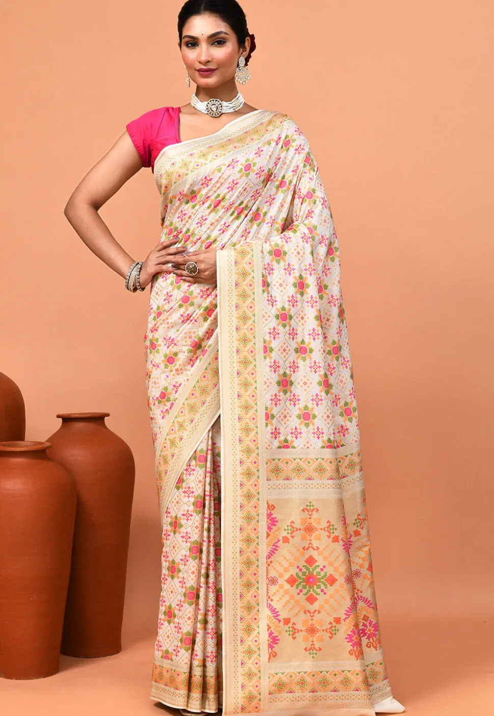 Banarasi Saree in Off White