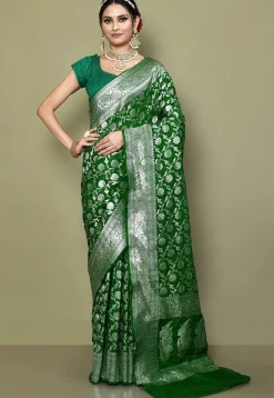 Banarasi Saree in Olive Green