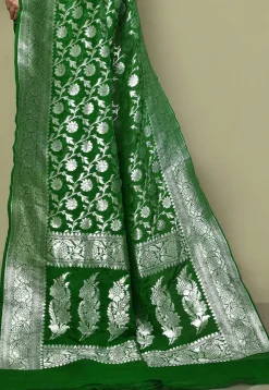 Banarasi Saree in Olive Green