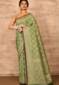 Banarasi Saree in Olive Green