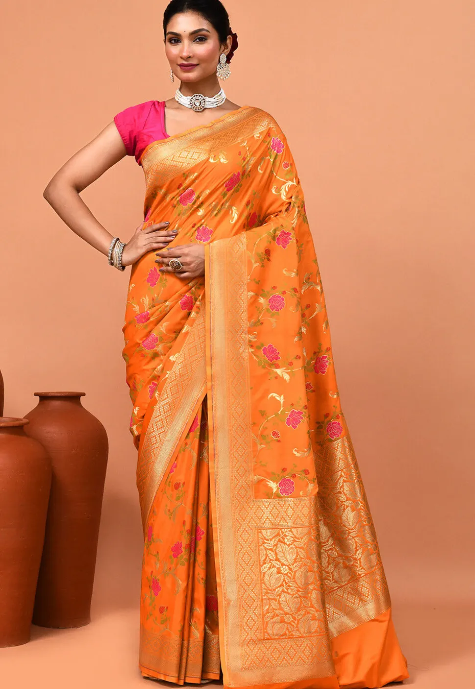Banarasi Saree in Orange