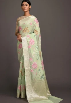 Banarasi Saree in Pastel Green