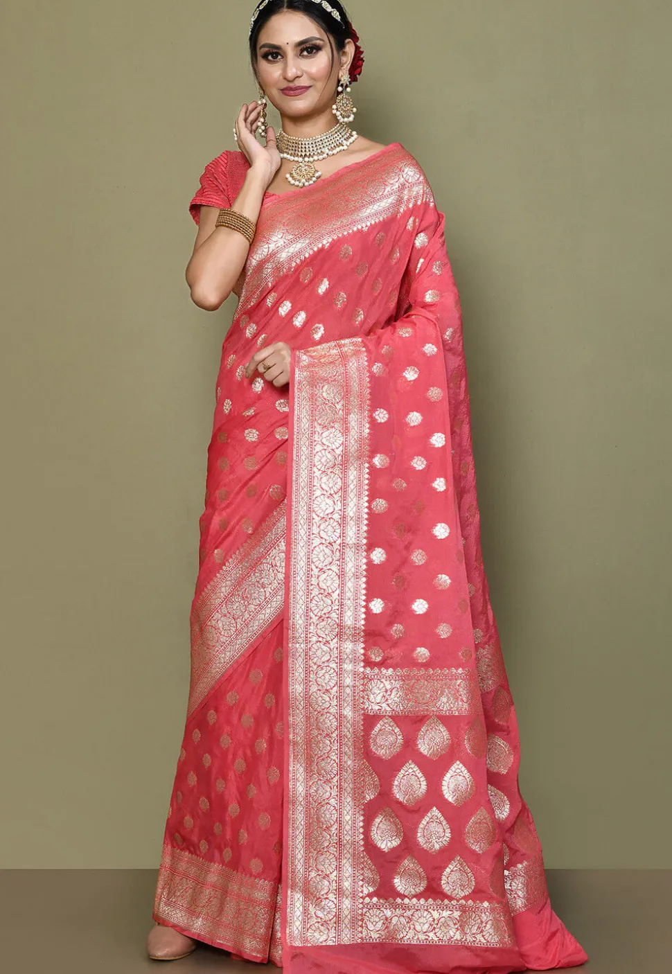 Banarasi Saree in Peach