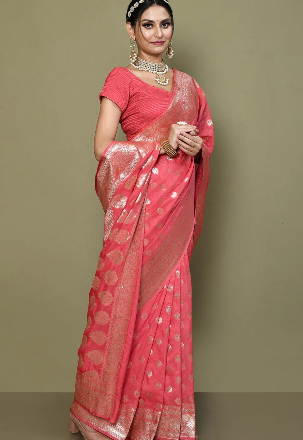 Banarasi Saree in Peach