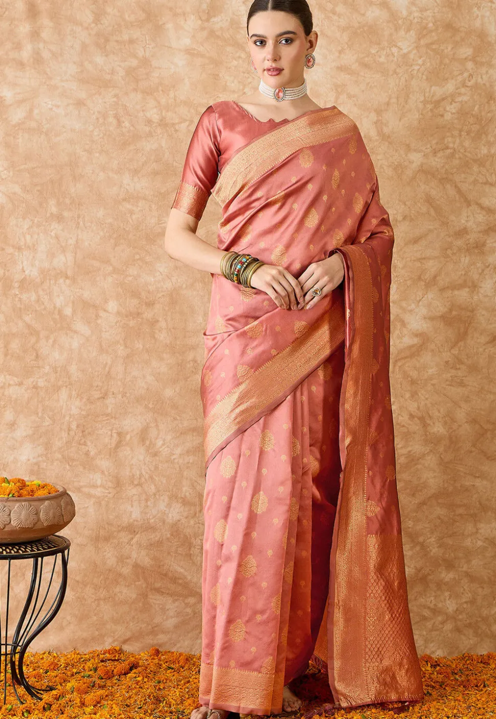 Banarasi Saree in Peach