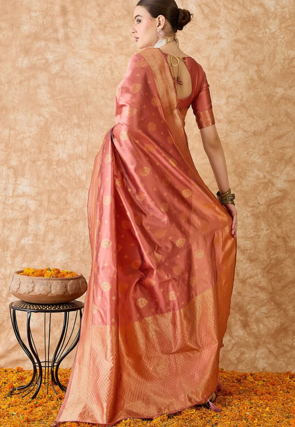 Banarasi Saree in Peach
