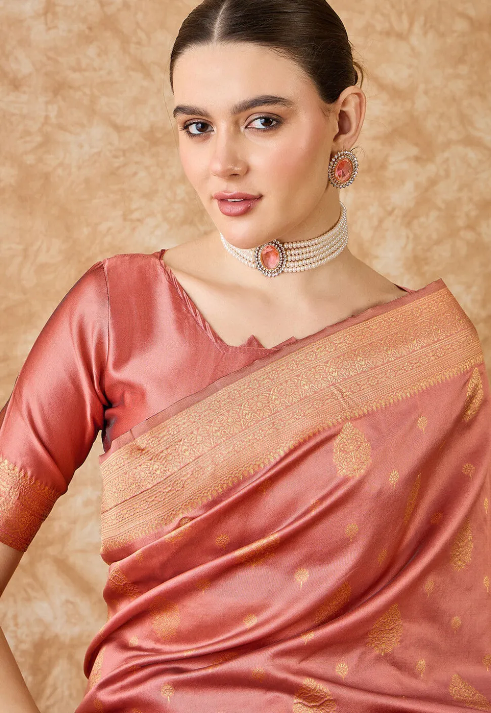 Banarasi Saree in Peach