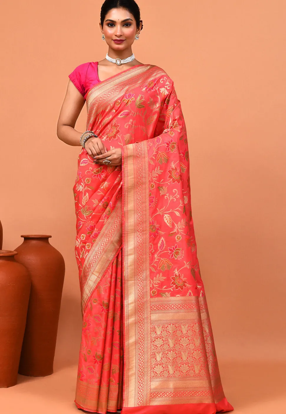 Banarasi Saree in Peach