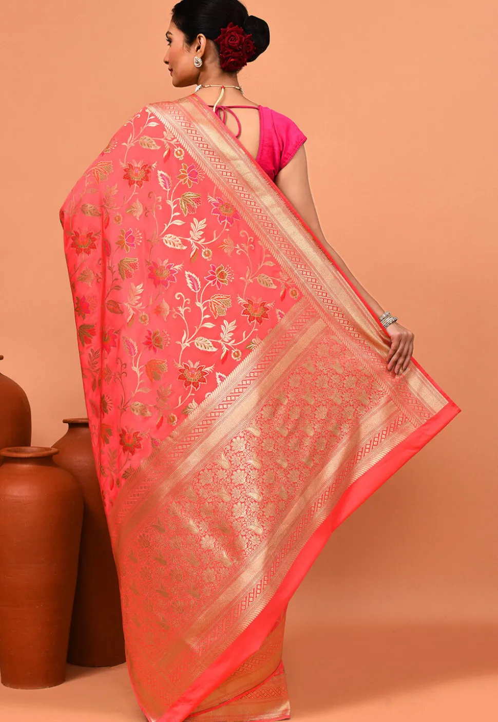 Banarasi Saree in Peach