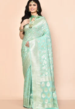 Banarasi Saree in Sea Green