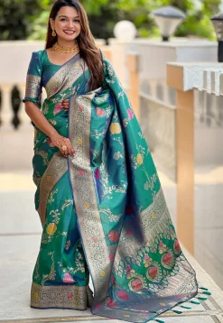 Banarasi Saree in Teal Blue