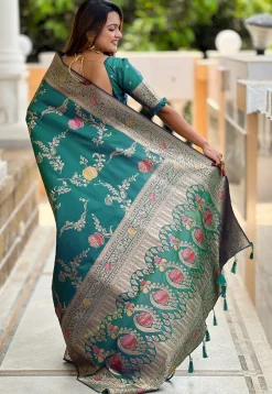 Banarasi Saree in Teal Blue