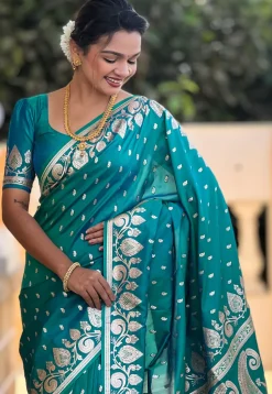 Banarasi Saree in Teal Blue