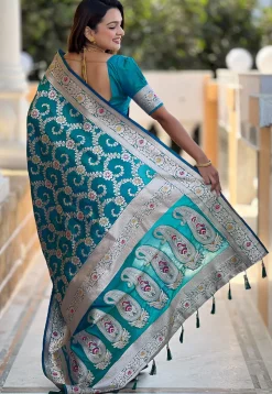 Banarasi Saree in Teal Blue
