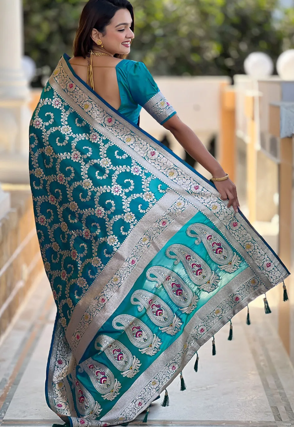 Banarasi Saree in Teal Blue