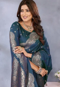 Banarasi Saree in Teal Blue