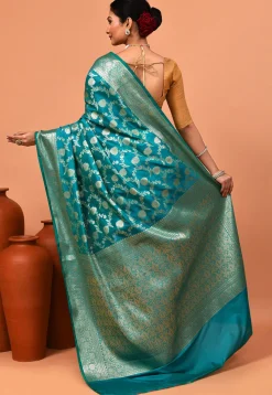 Banarasi Saree in Teal Blue