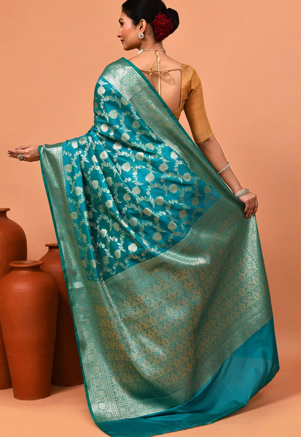 Banarasi Saree in Teal Blue