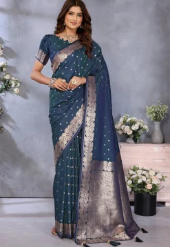 Banarasi Saree in Teal Blue