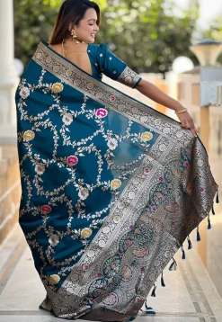 Banarasi Saree in Teal Blue