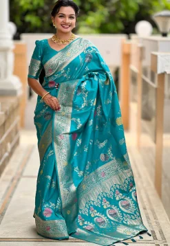 Banarasi Saree in Teal Blue