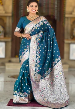 Banarasi Saree in Teal Blue
