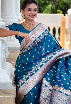 Banarasi Saree in Teal Blue