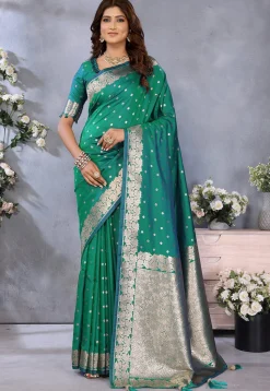 Banarasi Saree in Teal Green