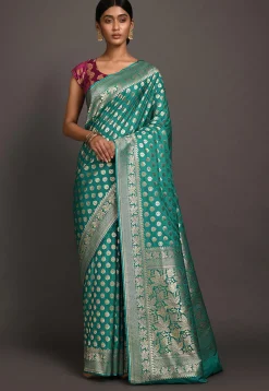 Banarasi Saree in Teal Green