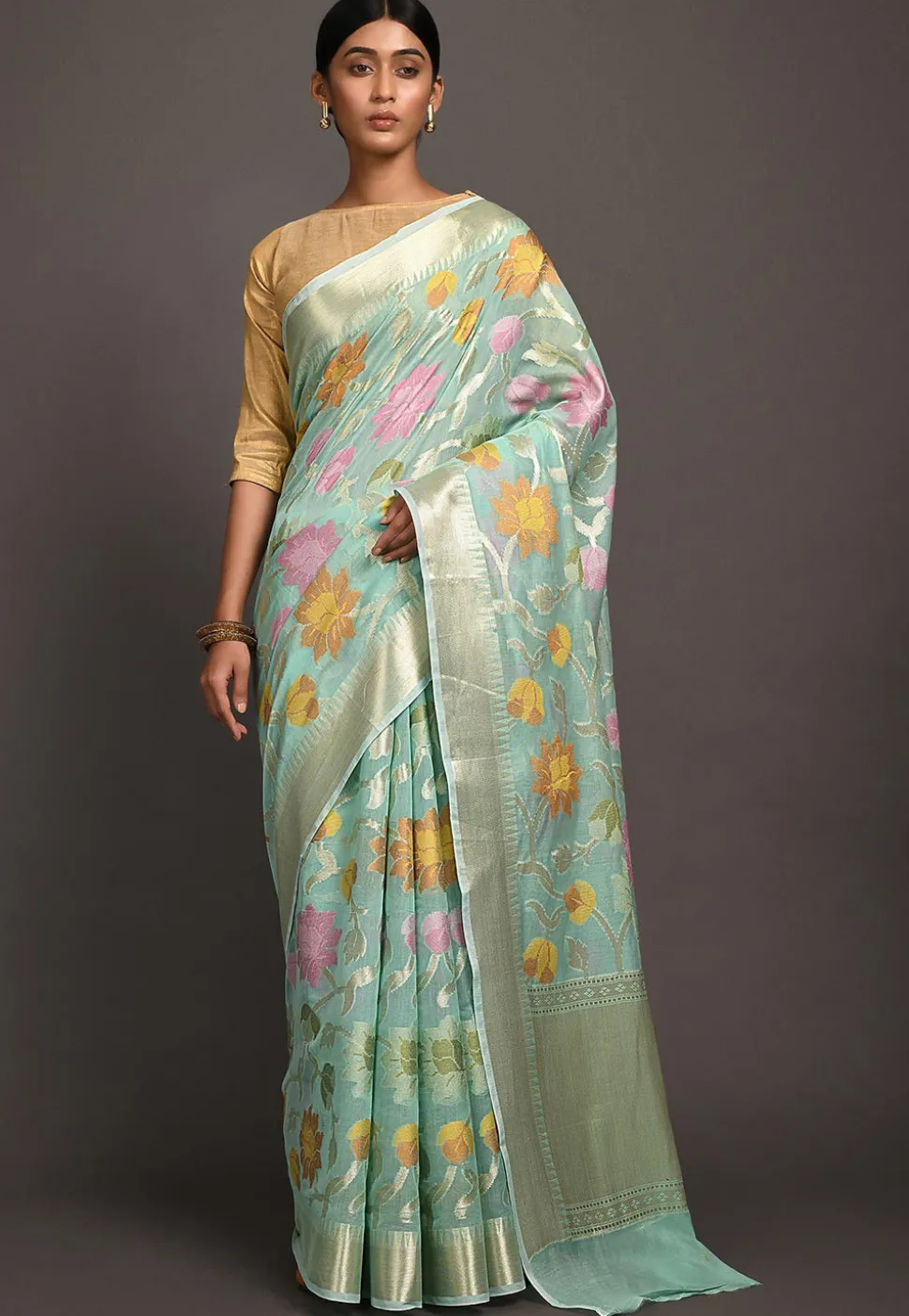 Banarasi Saree in Turquoise