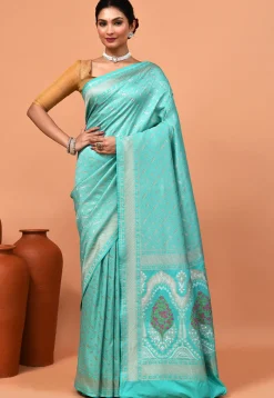 Banarasi Saree in Turquoise