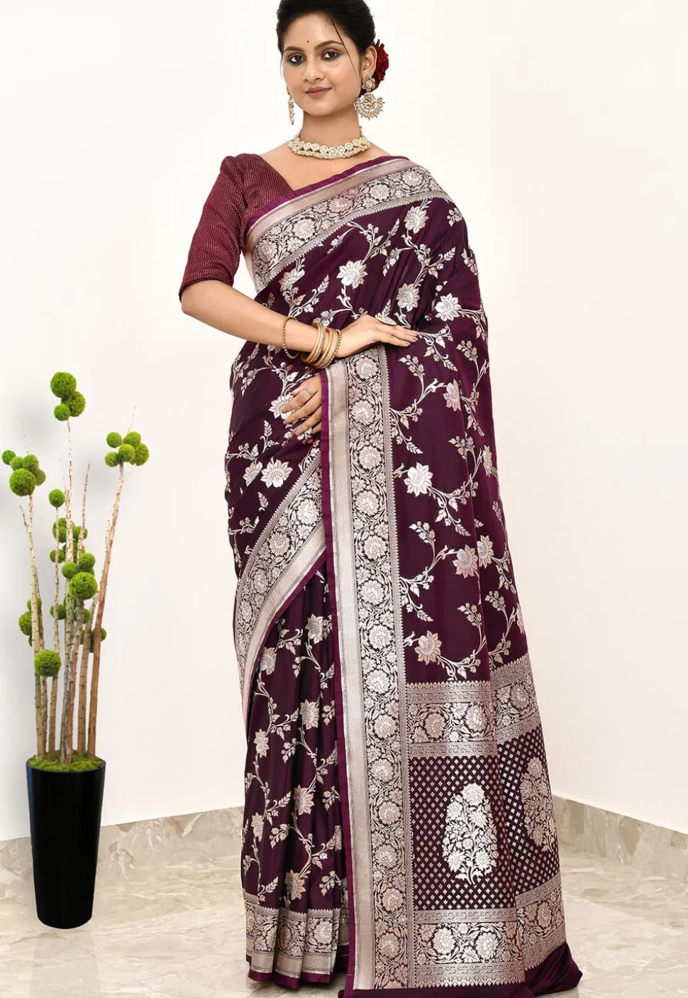 Banarasi Saree in Wine