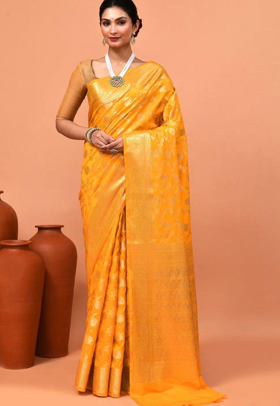 Banarasi Saree in Yellow