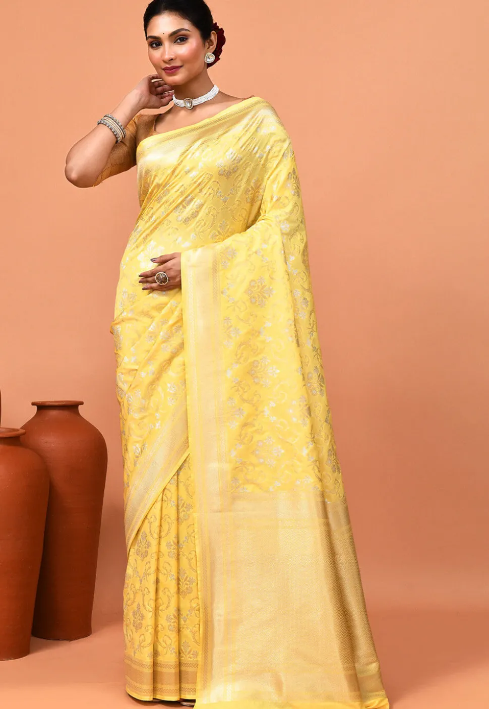 Banarasi Saree in Yellow