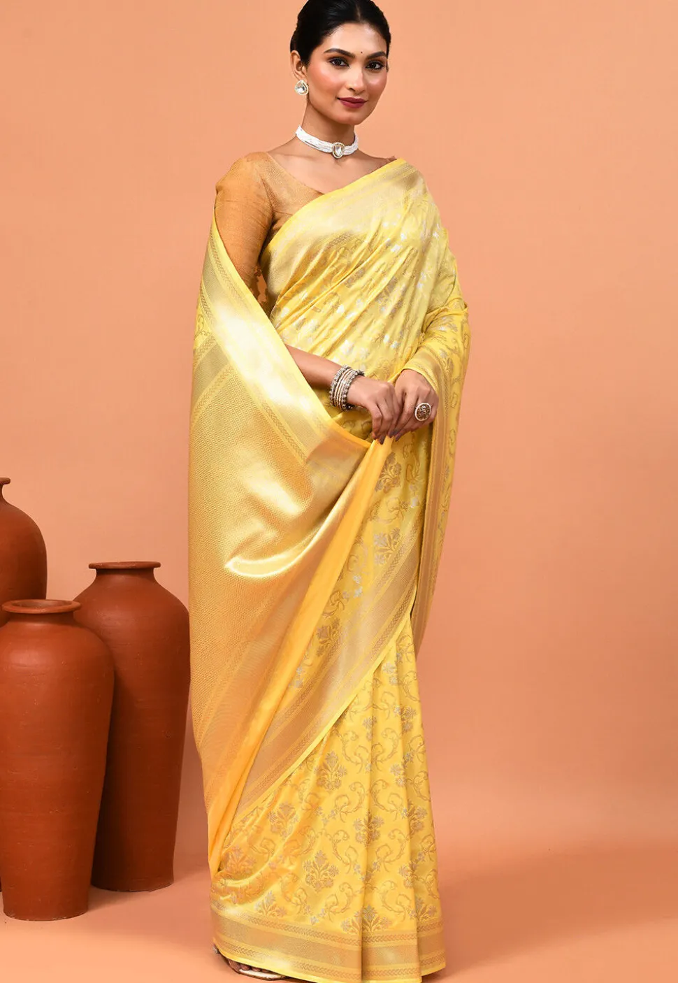Banarasi Saree in Yellow