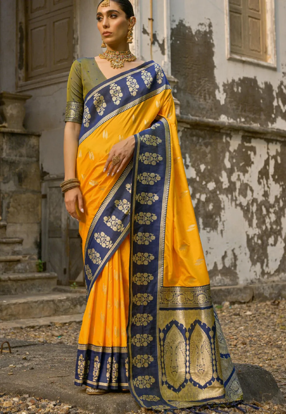 Banarasi Saree in Yellow