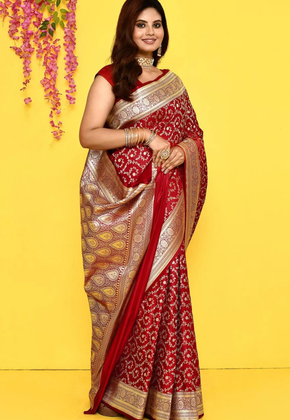 Banarasi Satin Silk Saree in Red