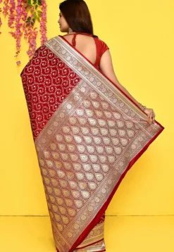 Banarasi Satin Silk Saree in Red